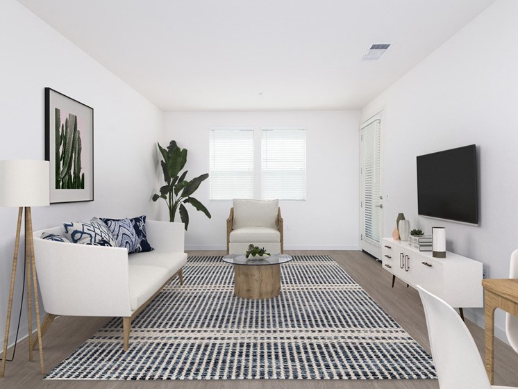 Modern Funished Living Room At The Club At Enclave Apartments In Chula Vista, CA